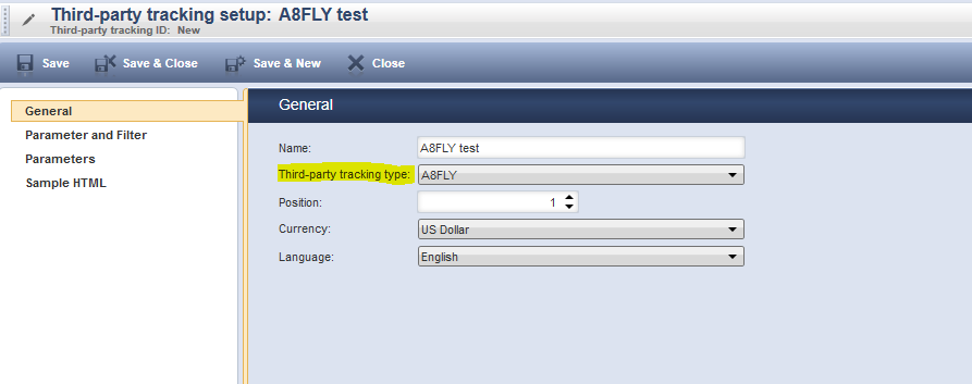 CA - Tracking Code Selection