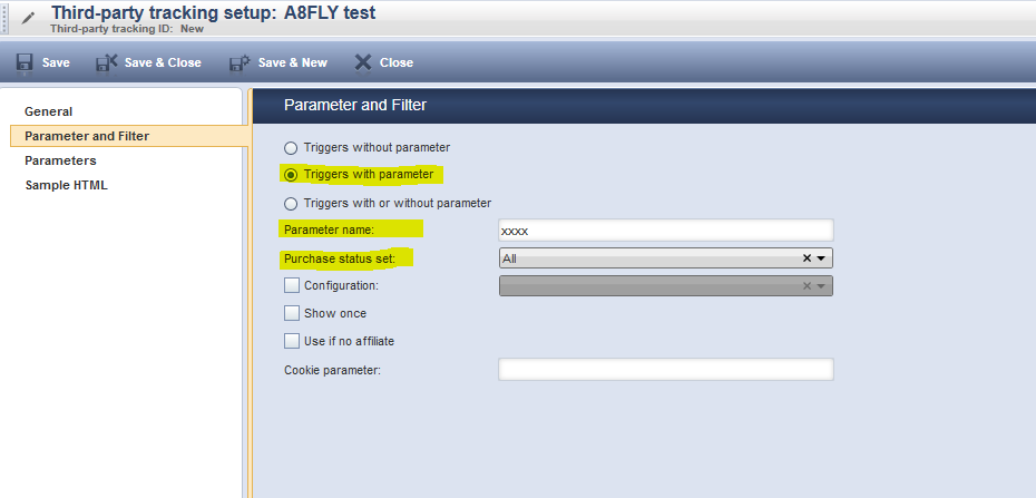 CA - Tracking Code Parameters and Filters