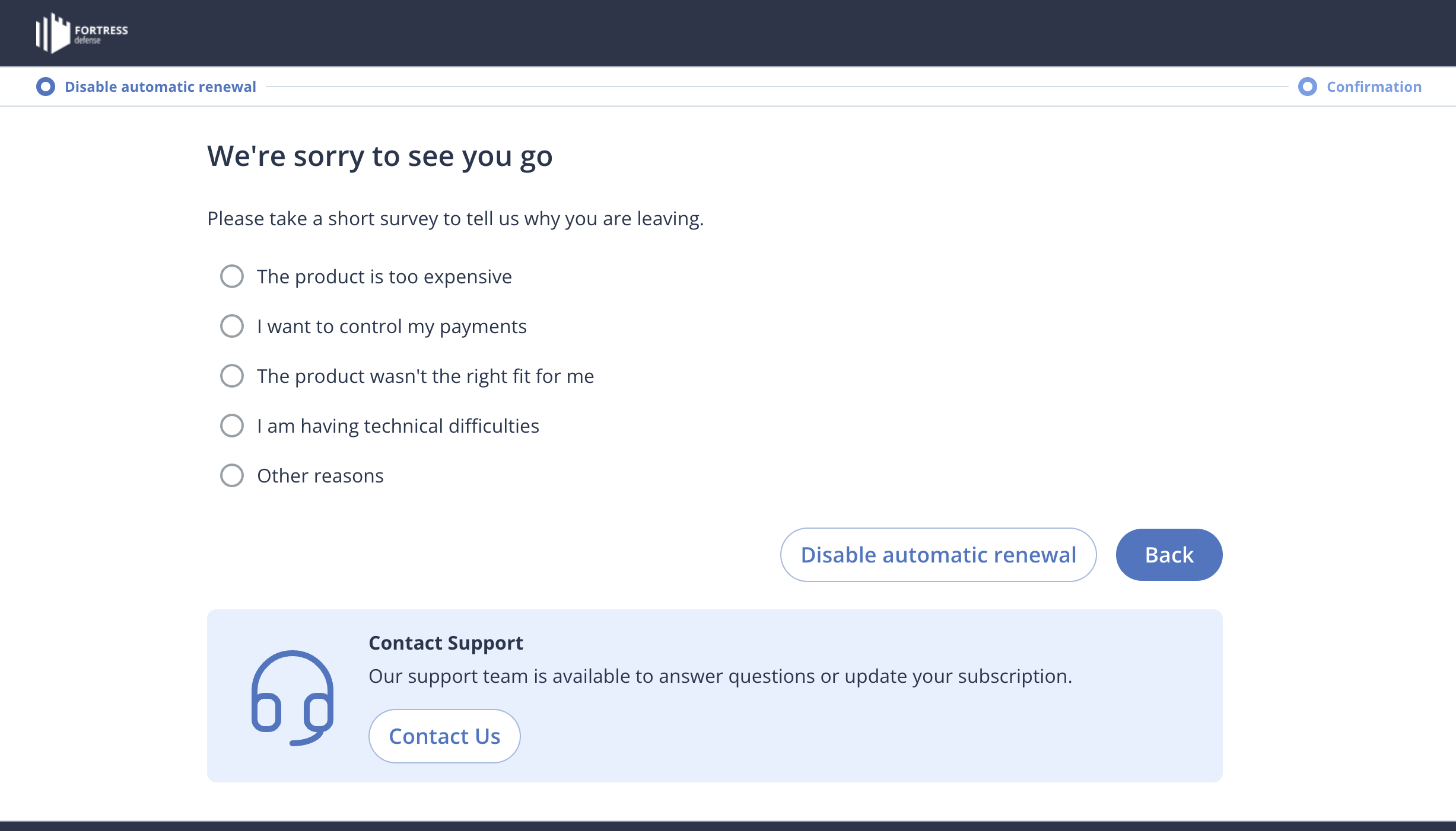 Cancellation Flow: Step 3