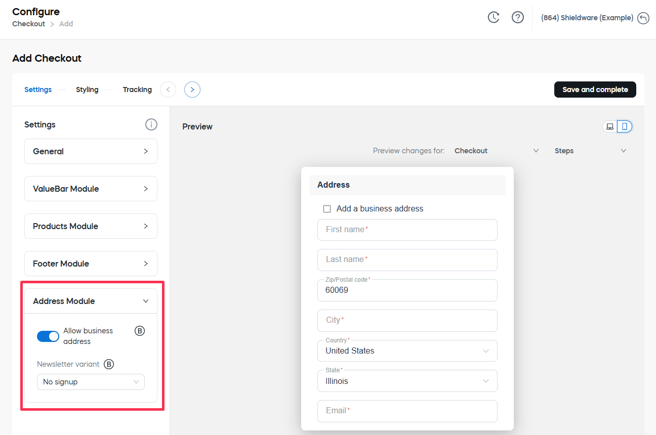 Address module