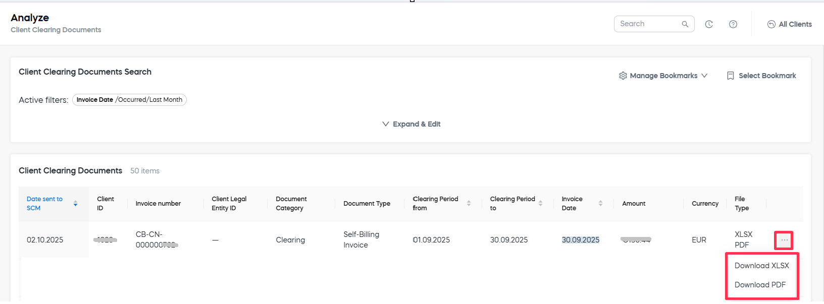 Download clearing documents