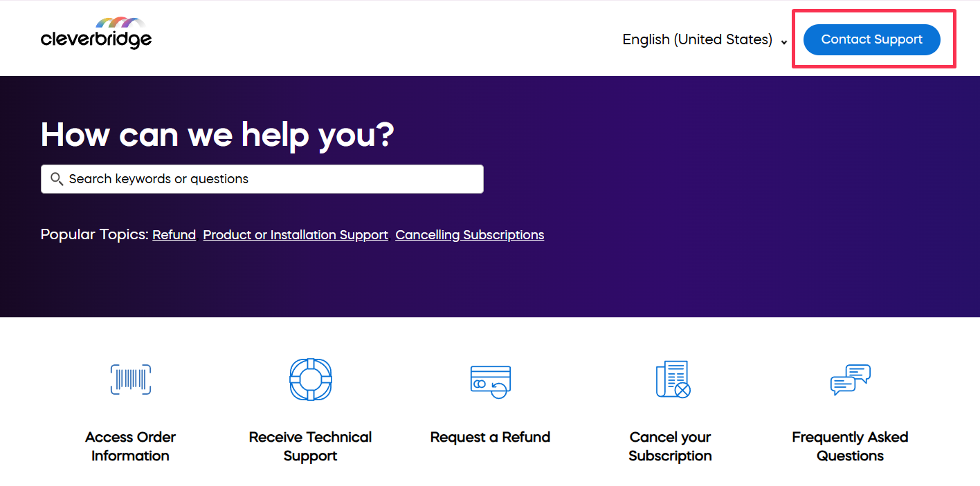 Contact Support button