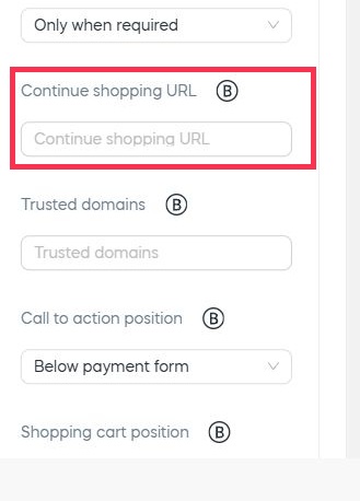Continue shopping URL and Trusted domains settings in SCM