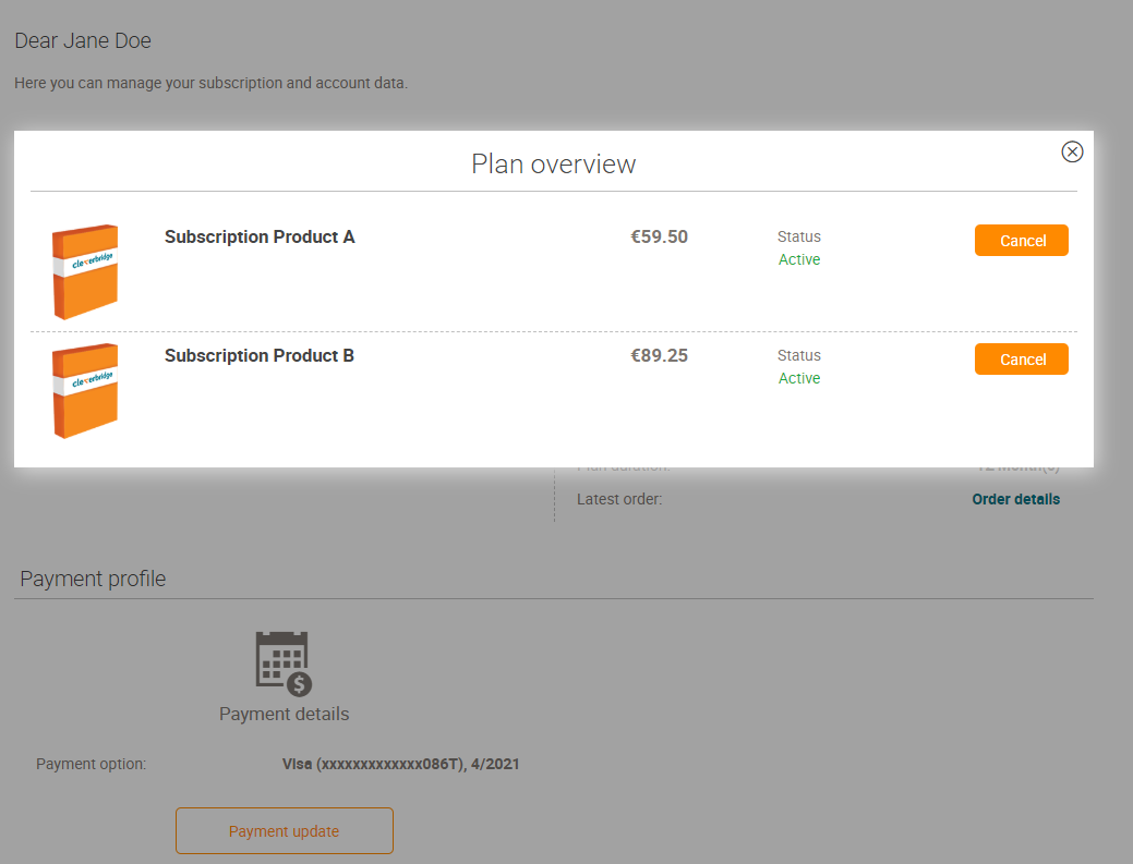 Cancel specific items