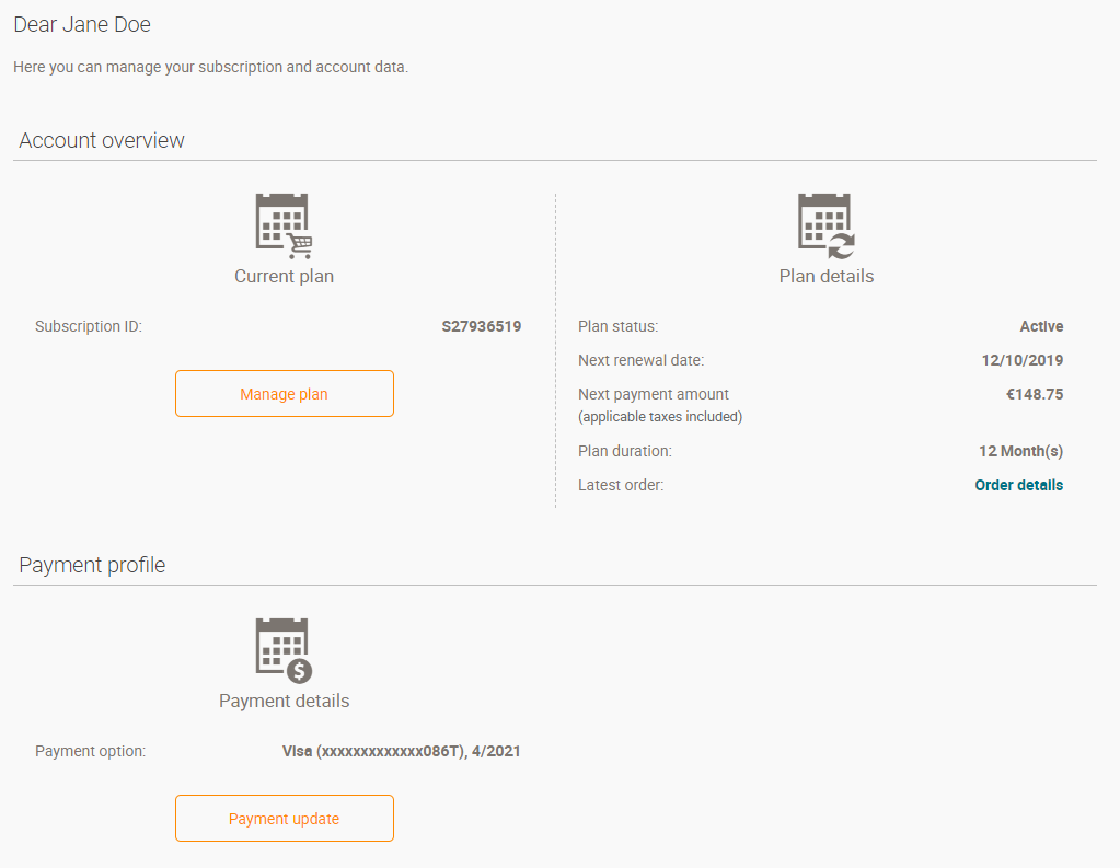 Example for a multi-product plan