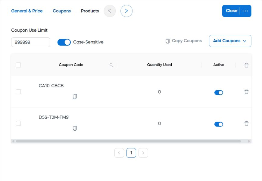 Item-level promotion coupon settings
