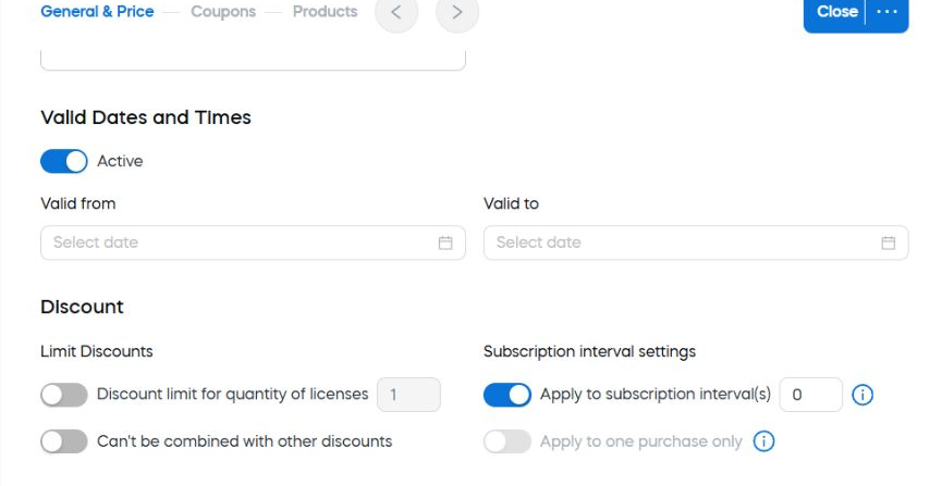 General item-level promotion settings