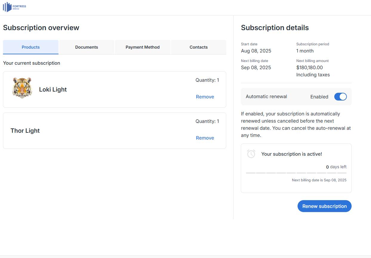 Product removed at next renewal