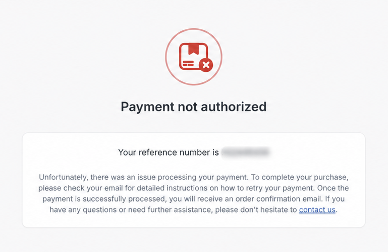 Payment not authorized after a rejected Bank Transfer via KCP payment