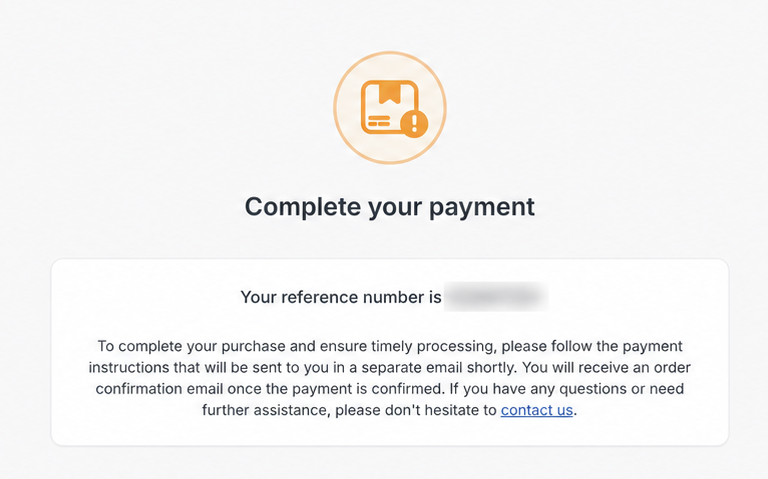Complete your payment page after an unfinished Bank Transfer via KCP payment