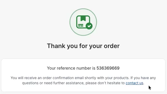 Successful Bank Transfer via KCP order confirmation
