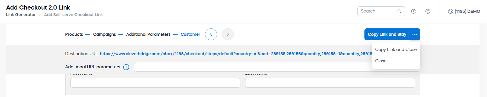 Copy the link actions