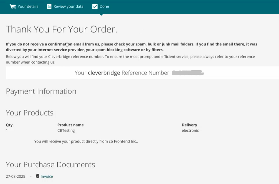 A paid Net Banking purchase