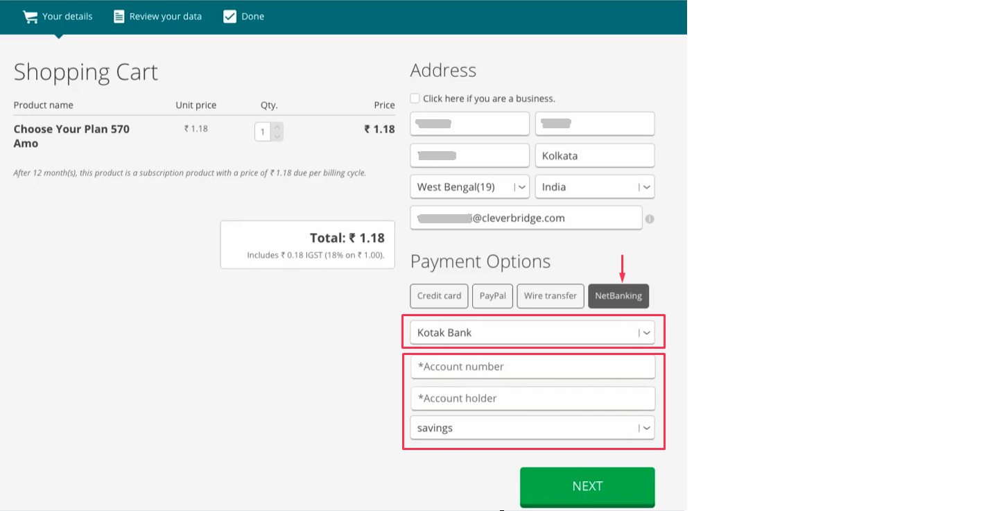 NB Subscription Select Bank