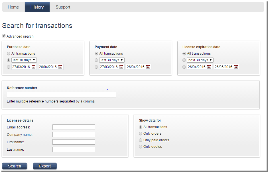 Partner Portal - Transactions