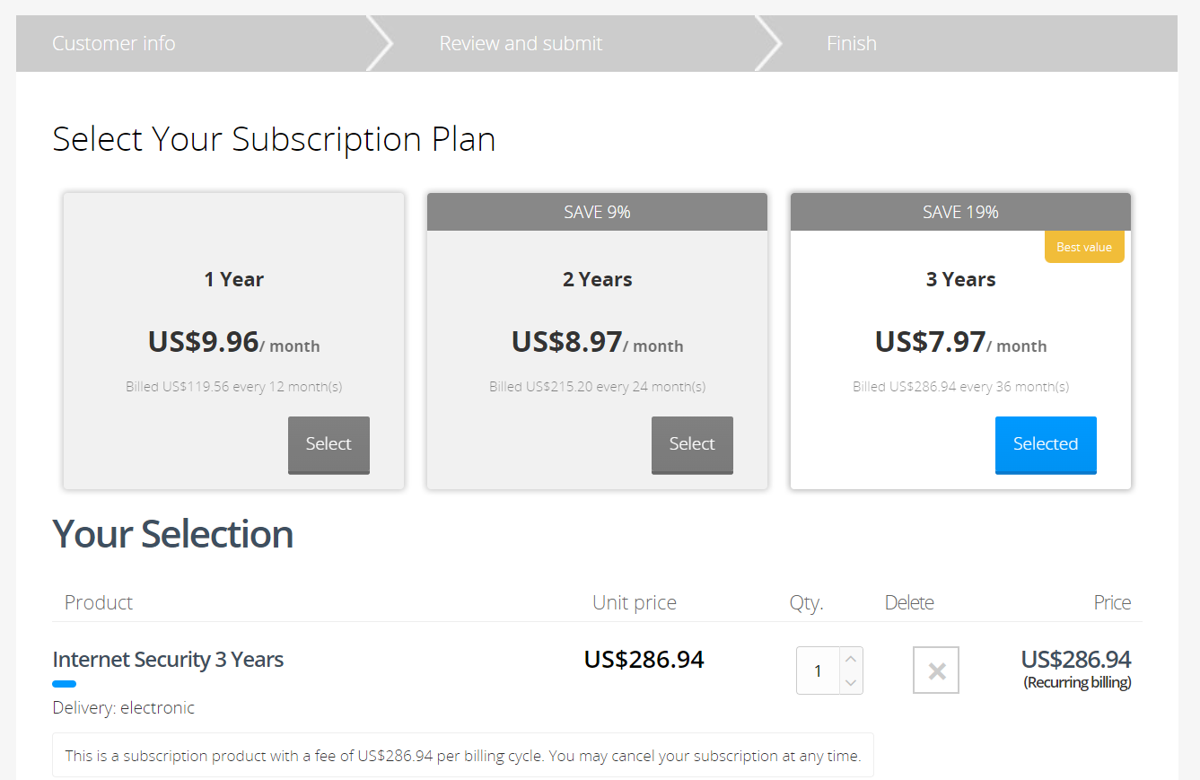 Example - plan selection