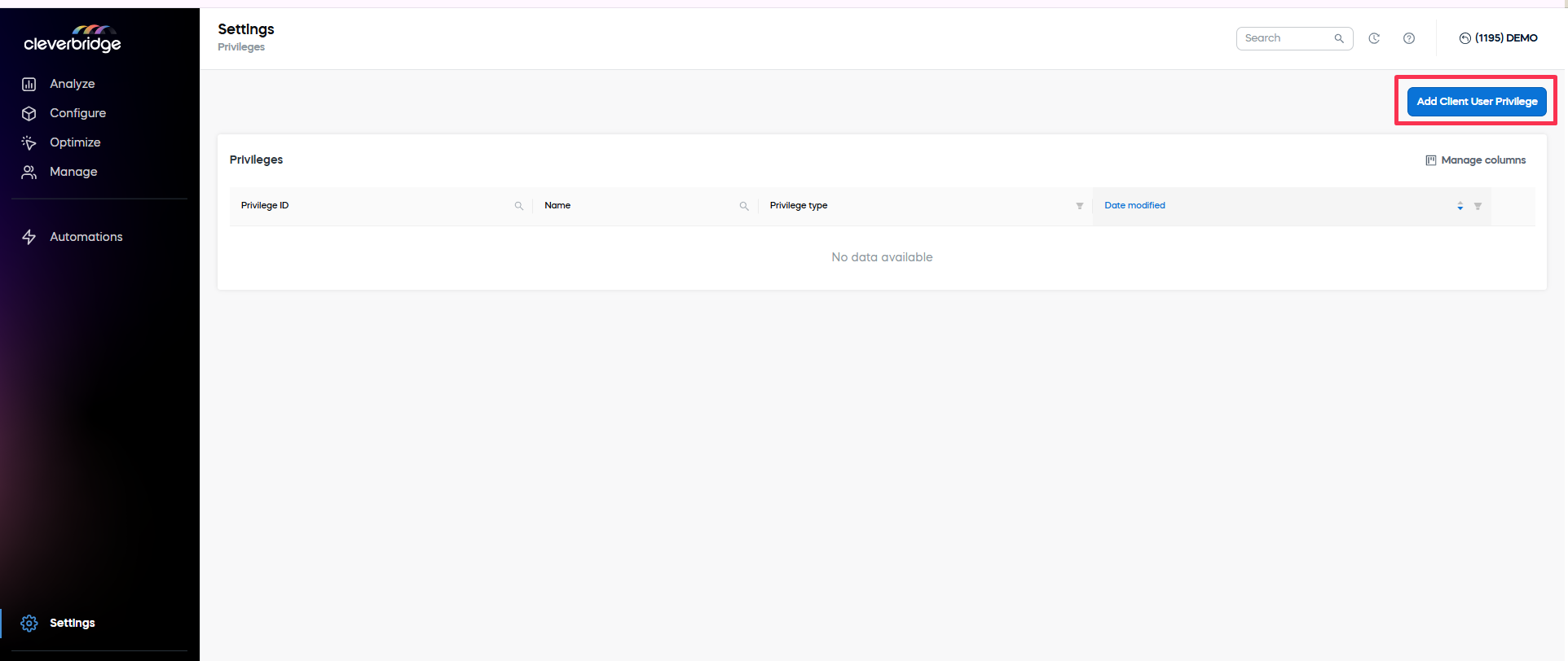 Privileges Select Client