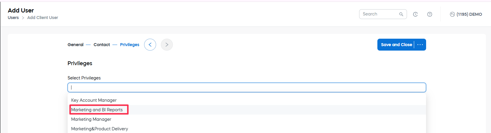 Privileges Assign to User