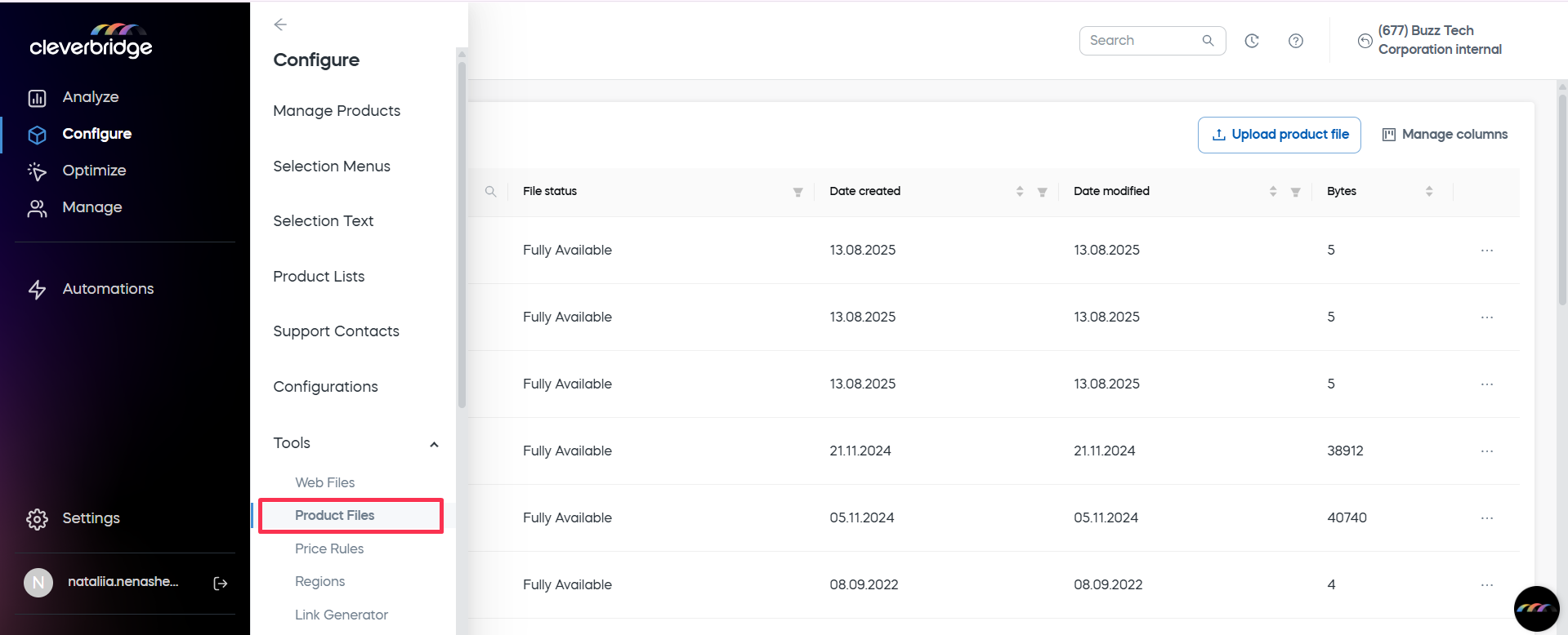 Navigate to Product Files