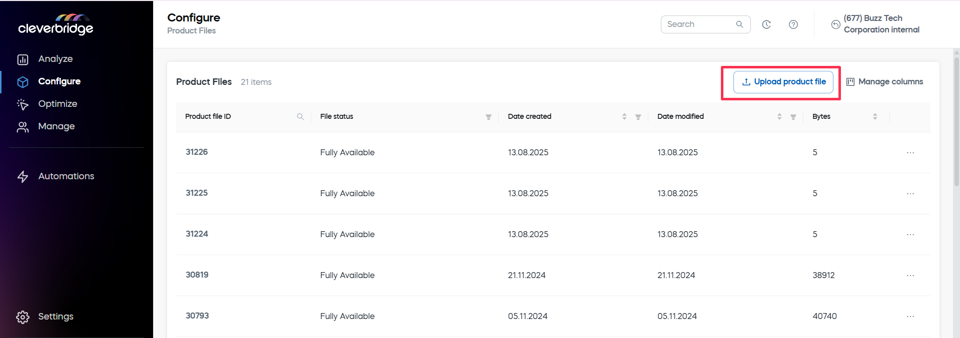 Upload product file