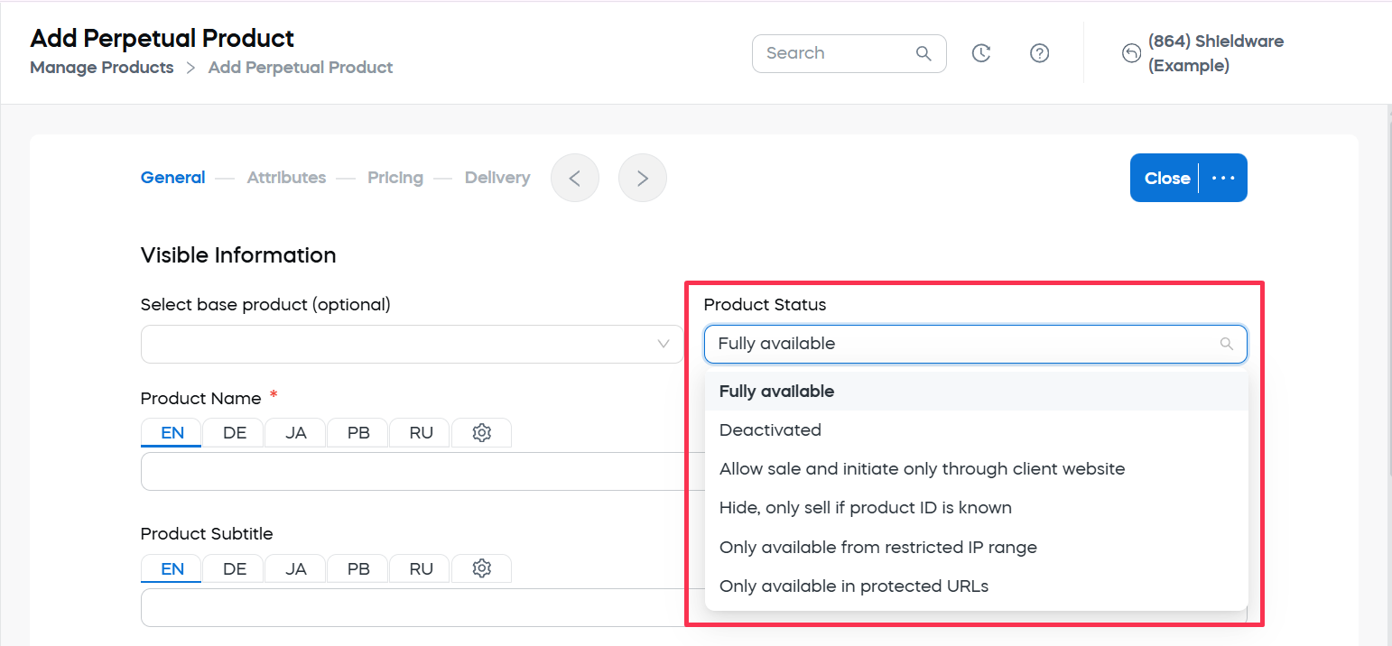 Product Status