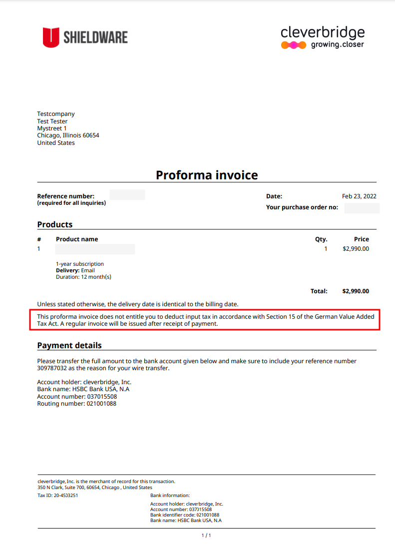 proforma invoice