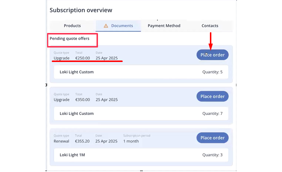 Quote Offers in Documents