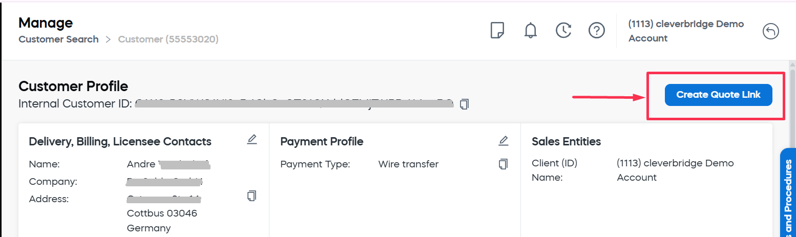 Create Quote for an Existing Customer