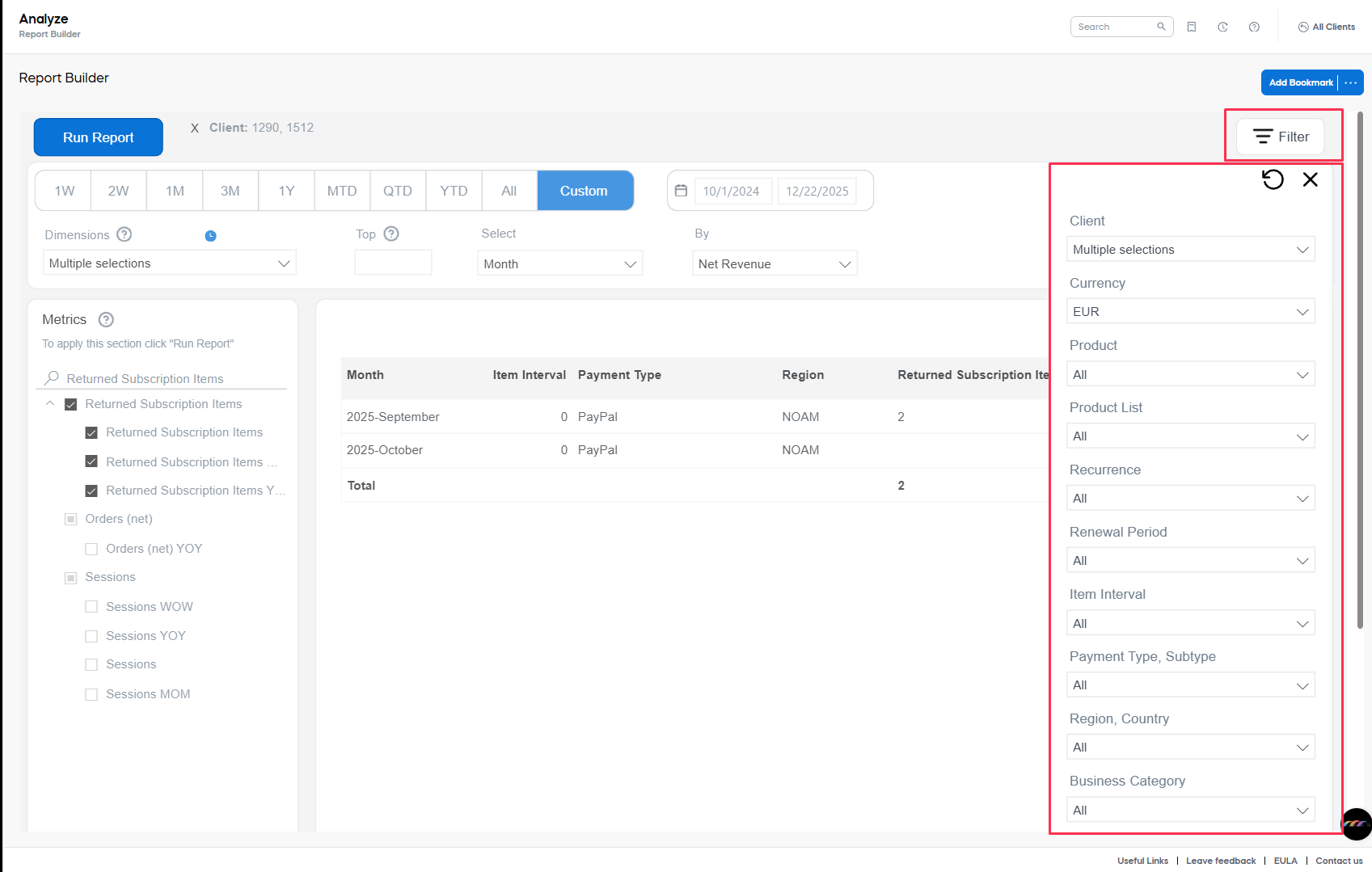 Report Builder filters