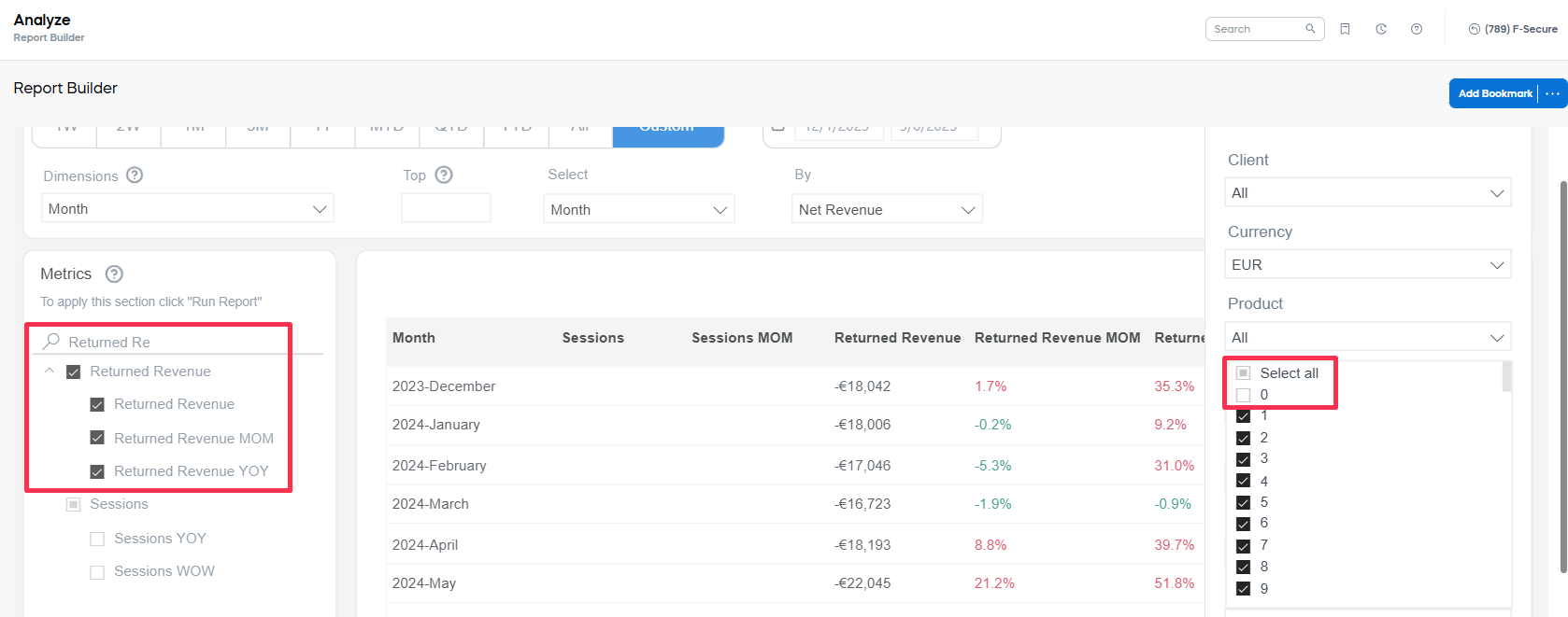 Report Builder Metric