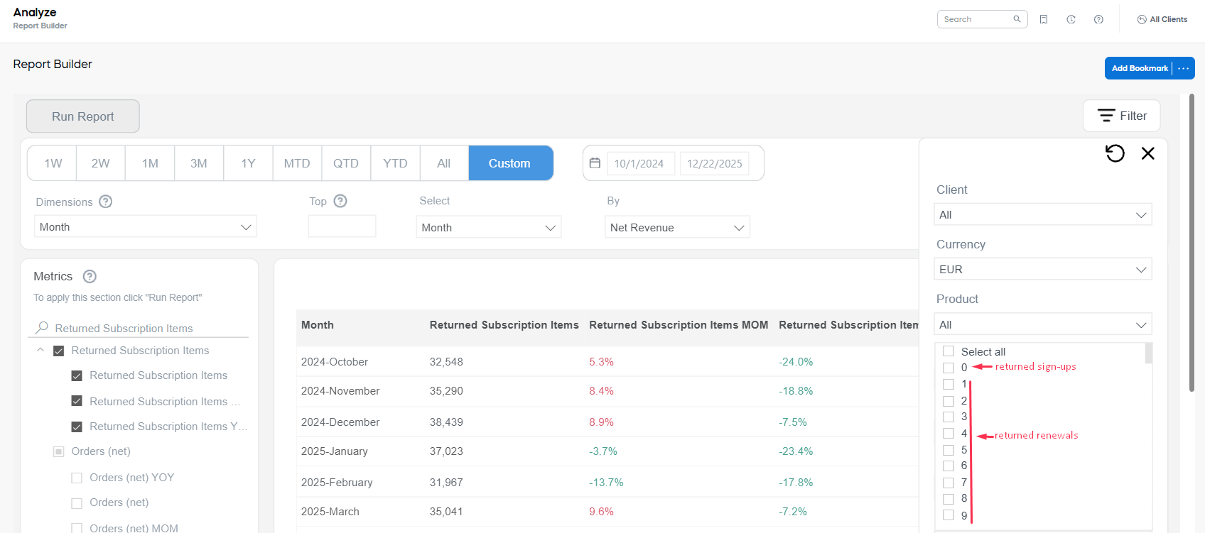 Report Builder Metric