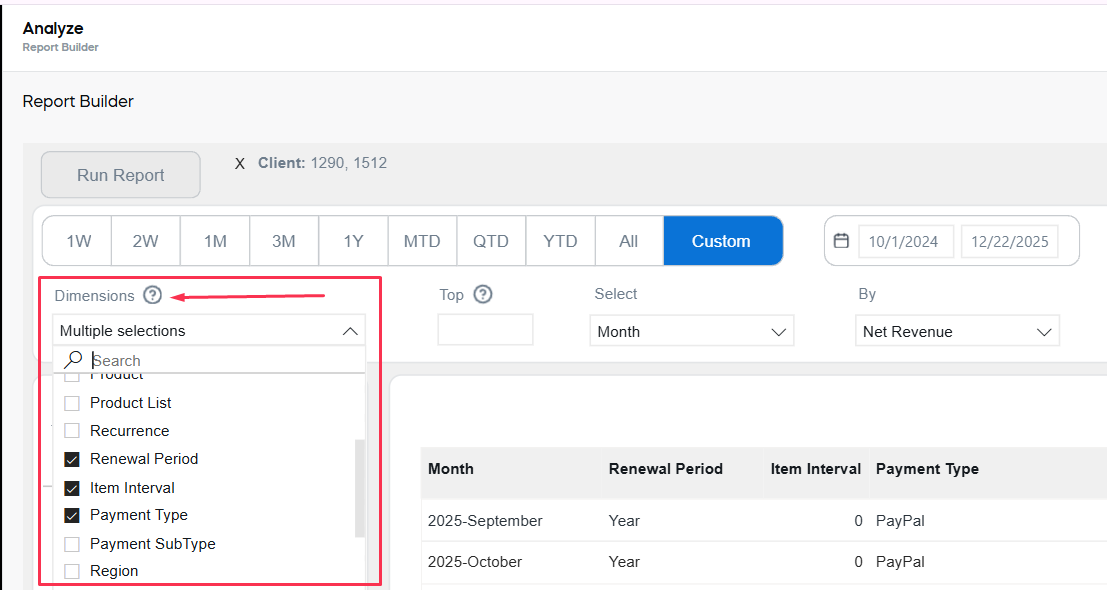 Report Builder Metric Search