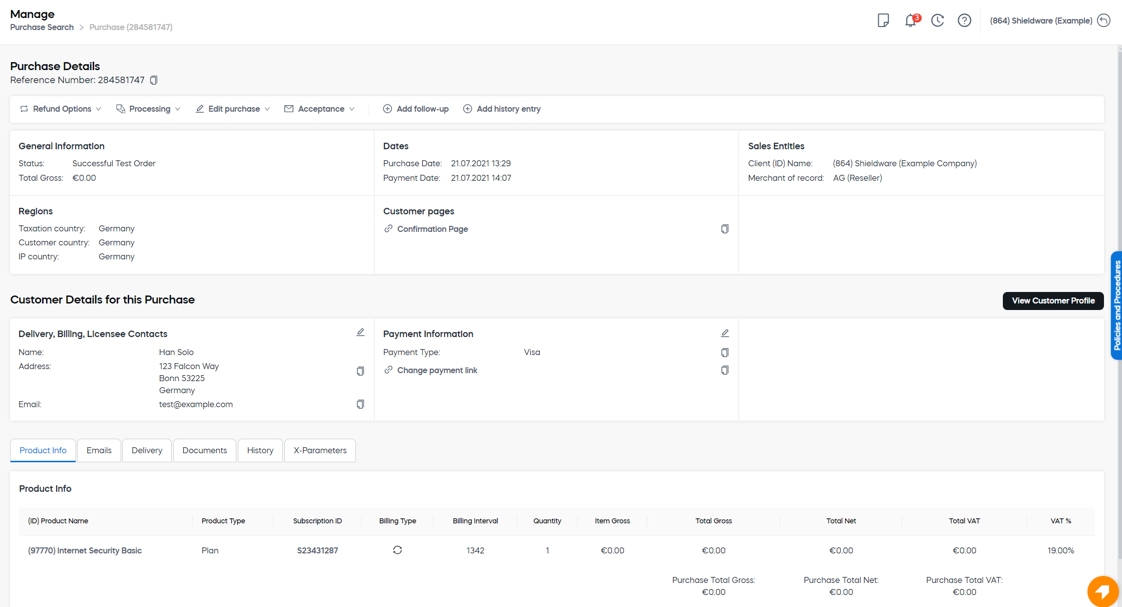 purchase overview