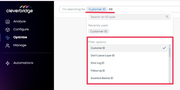 Search by options