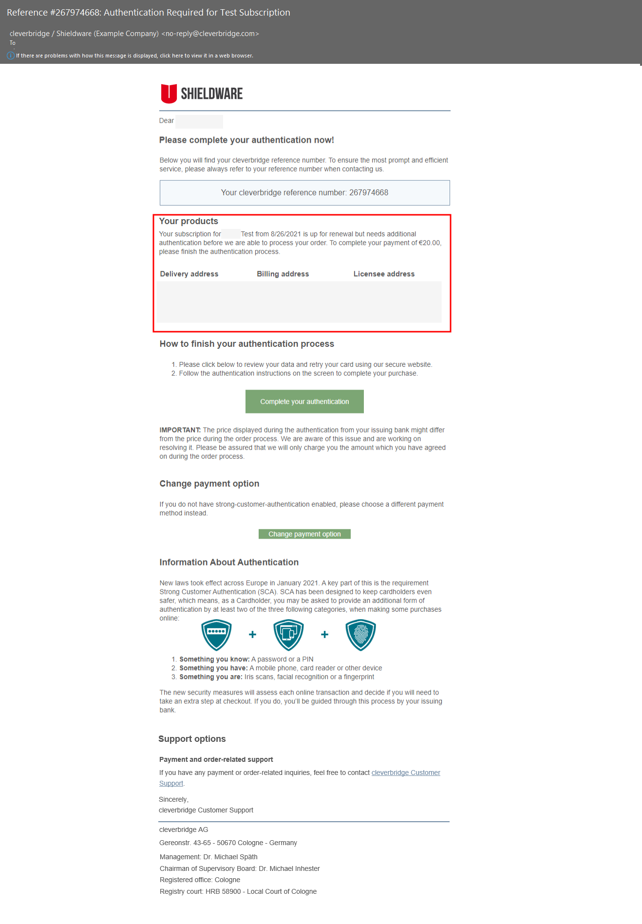sca required subscription