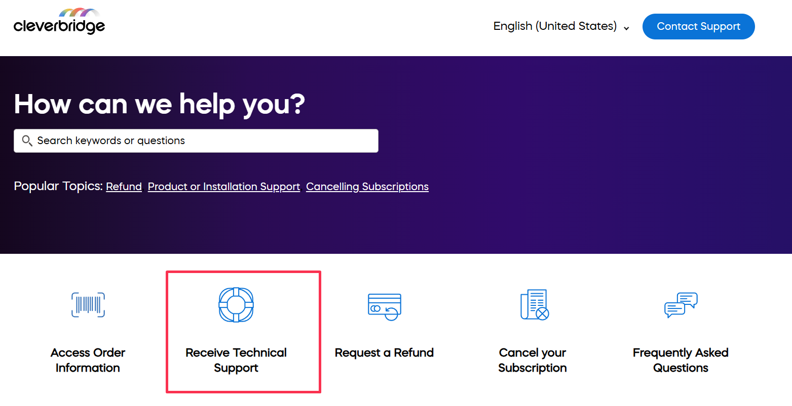 Receive technical support tile