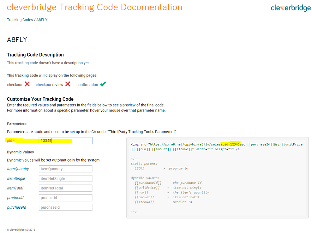 Example: Tracking Code Triggered on Confirmation Page