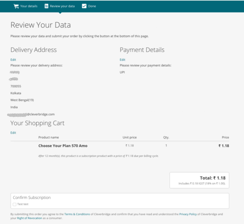 UPI Subscription Review