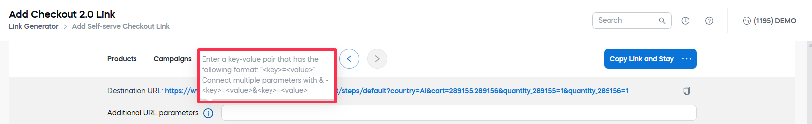 Additional URL parameters