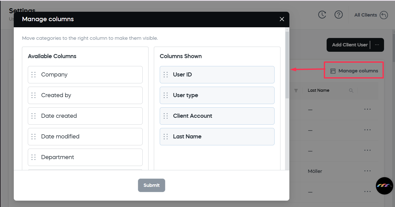 Manage Uses Grid