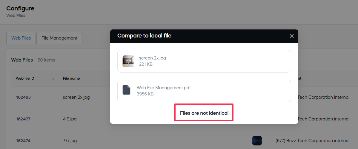 File Comparison Modal