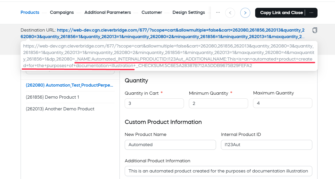 [Link generator products extended example]