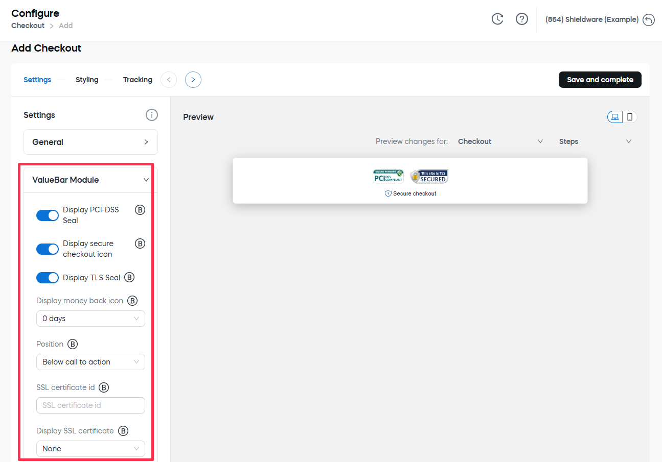 ValueBar Module Settings