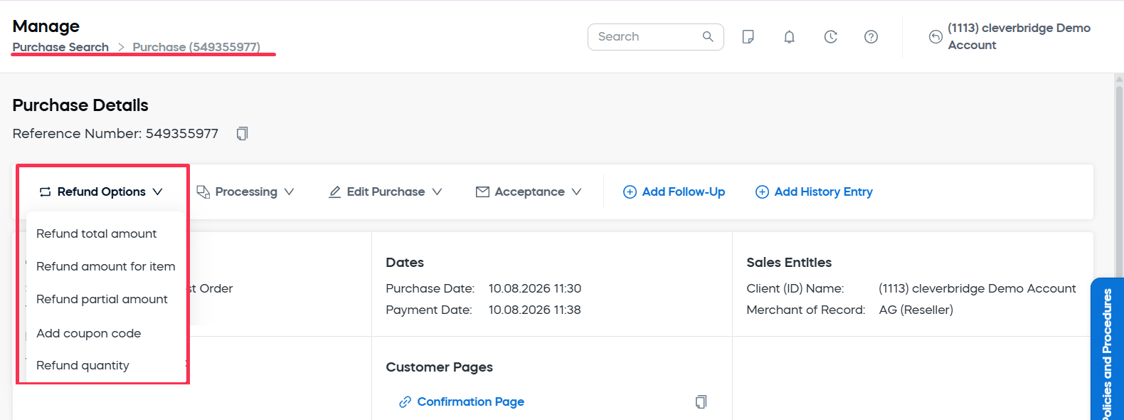 Refund Options