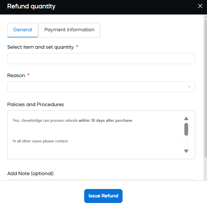 Refund quantity