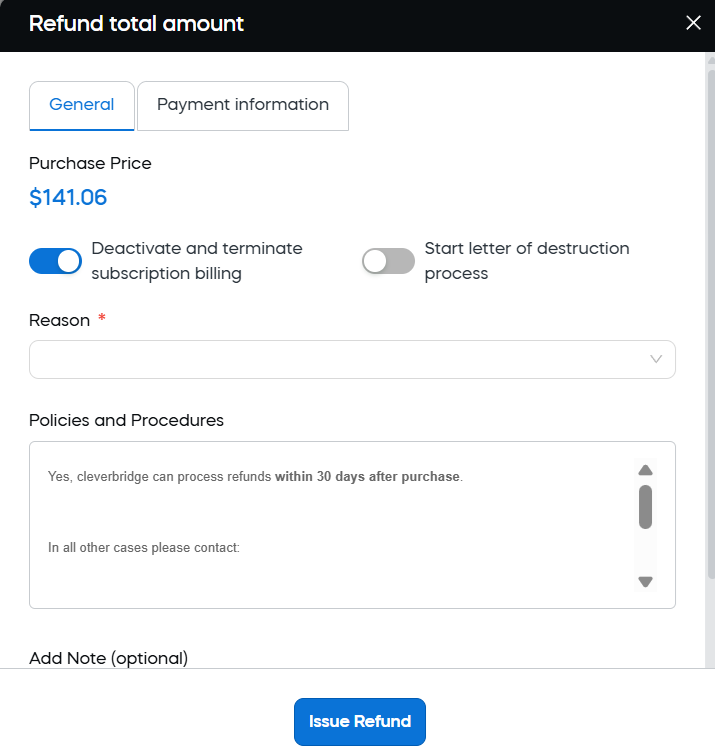 Refund total amount