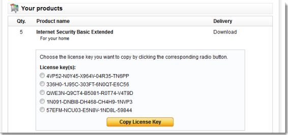 copy license key multiple keys