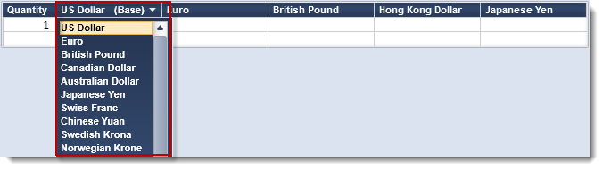 product base price example column dropdown