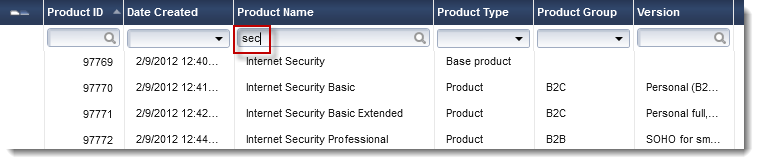 searches quick filters partial input example